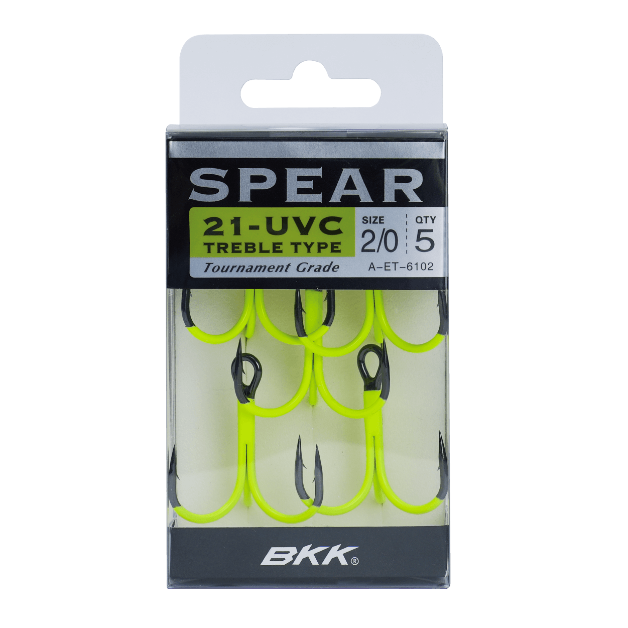 BKK Spear-21 UVO Treble Hooks - 2/0 - 5 Pack - TackleDirect