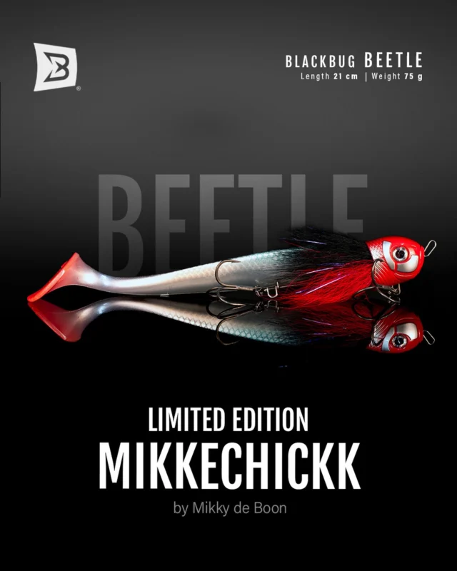 Mikkechickk Limited Edition Beetle💥
Built for big bites in the polders 👀 
Mikky’s favorite color combo, now available on our webshop and at @blackriver_nl 🛒
Limited stock, catch it before it’s sold out 🏃🏻

#blackbayfishing #blackbugbeetle #pikefishing #bigpike #fishinglures